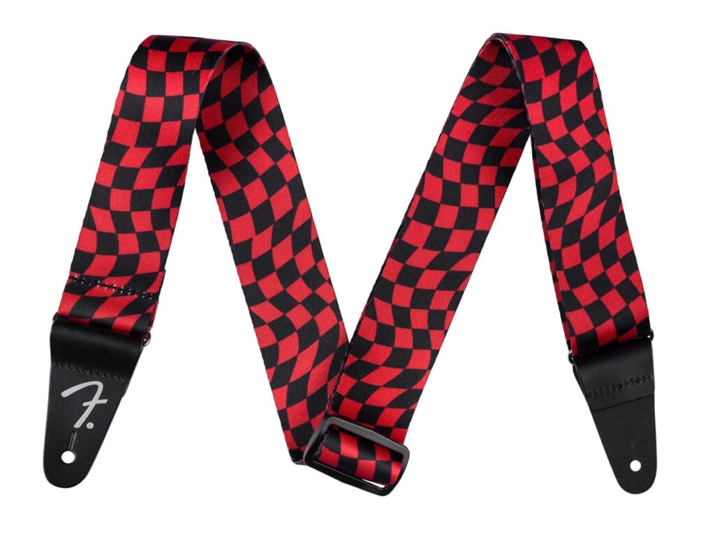 Wavy Checkerboard Polyester Strap/Red