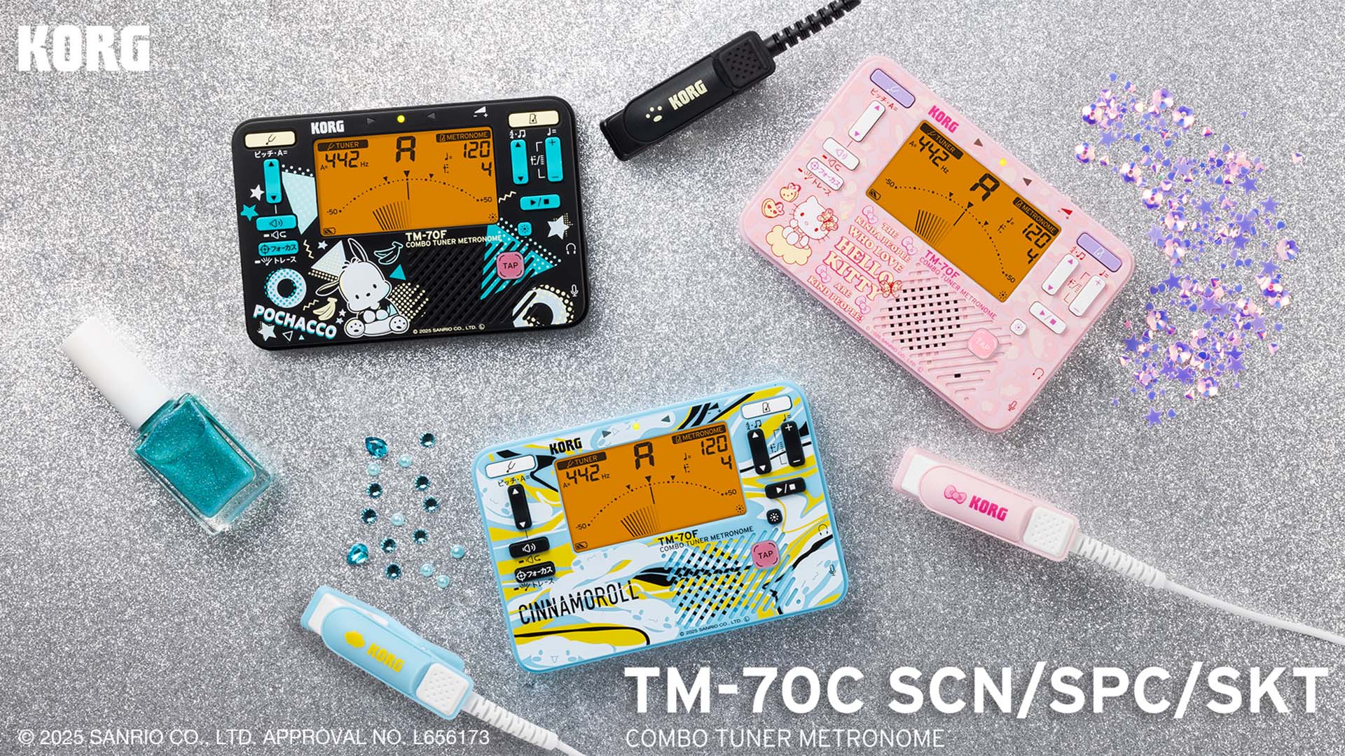 サンリオ・キャラクターとコルグのチューナー&マイク・セット“TM-70C”がコラボ！